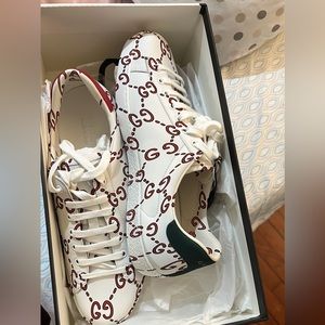 Gucci calf GG men sneakers, size 10 never worn, come with original box,dust bag